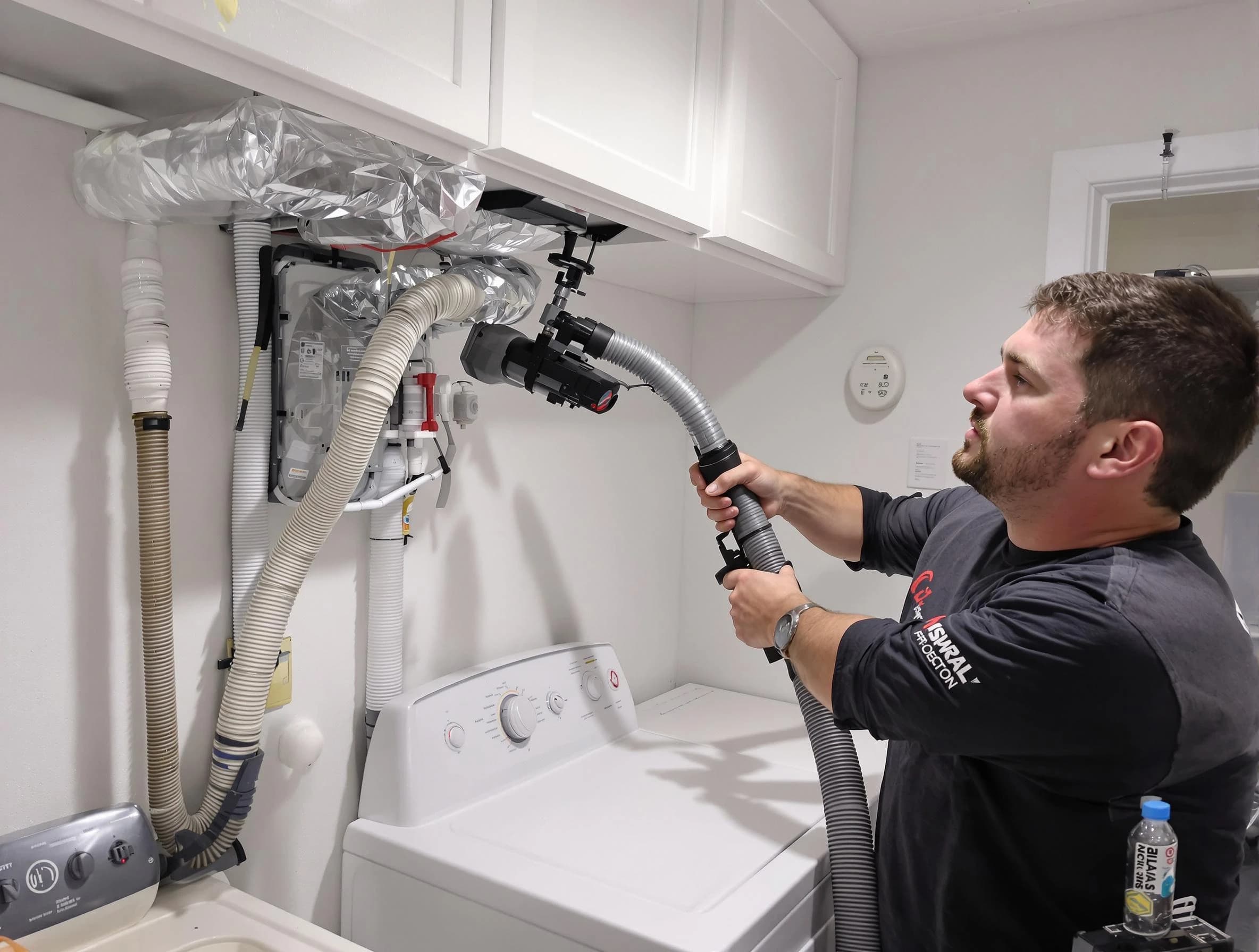 Montevallo Dryer Vent Cleaning certified technician performing safety-focused gas dryer vent cleaning in Montevallo