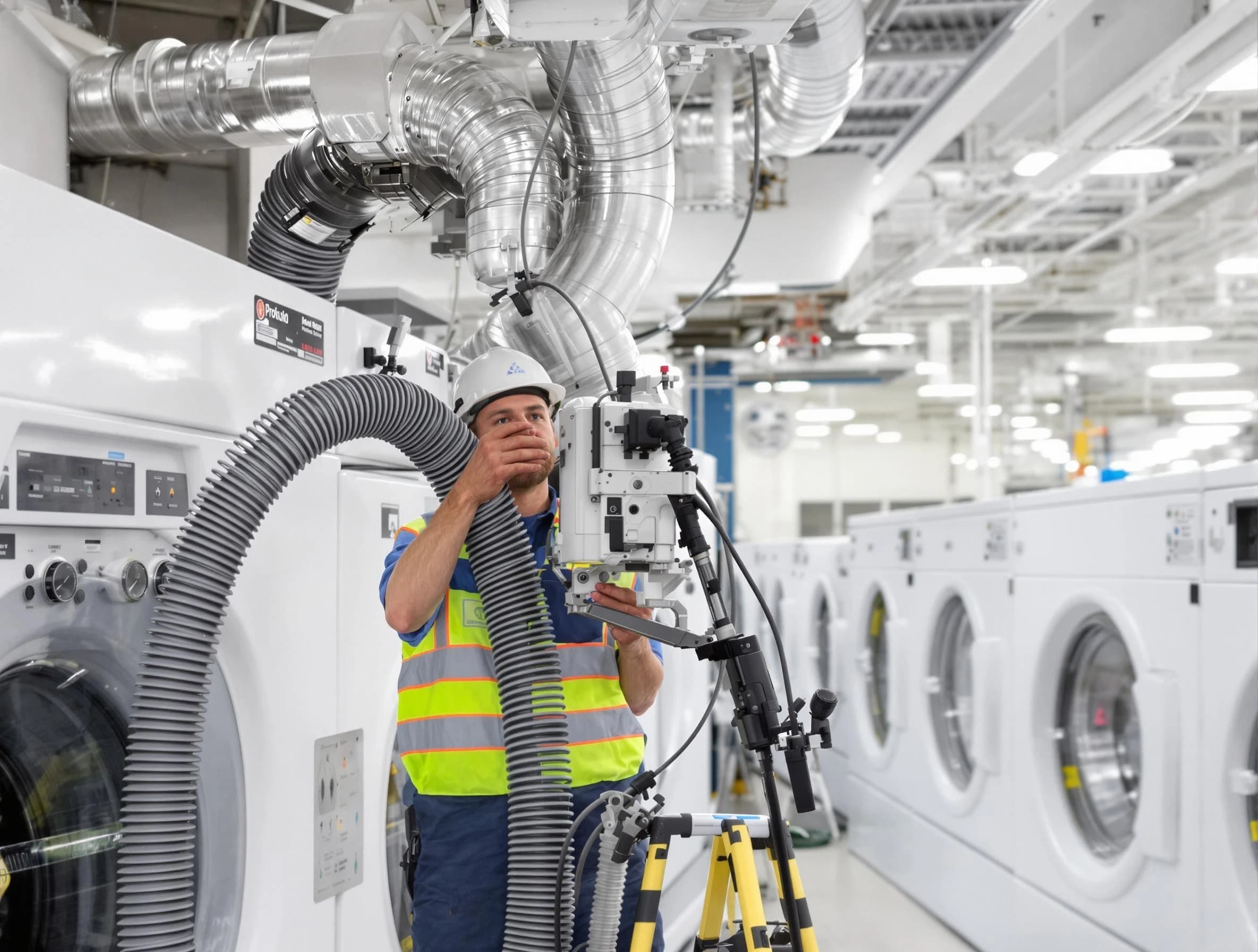 Montevallo Dryer Vent Cleaning team performing commercial-grade dryer vent cleaning at a business facility in Montevallo