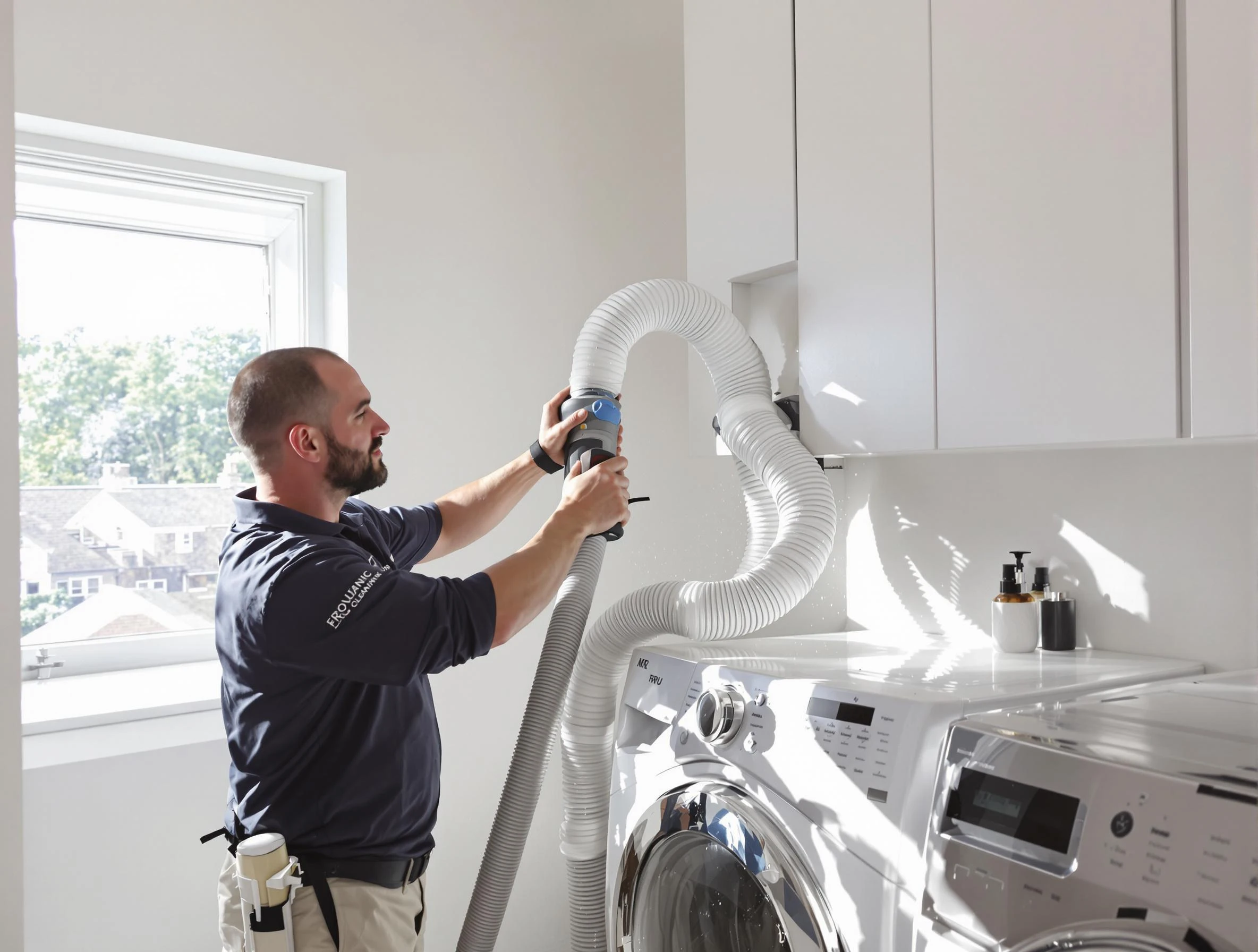Certified Montevallo Dryer Vent Cleaning technician performing dryer vent cleaning in Montevallo