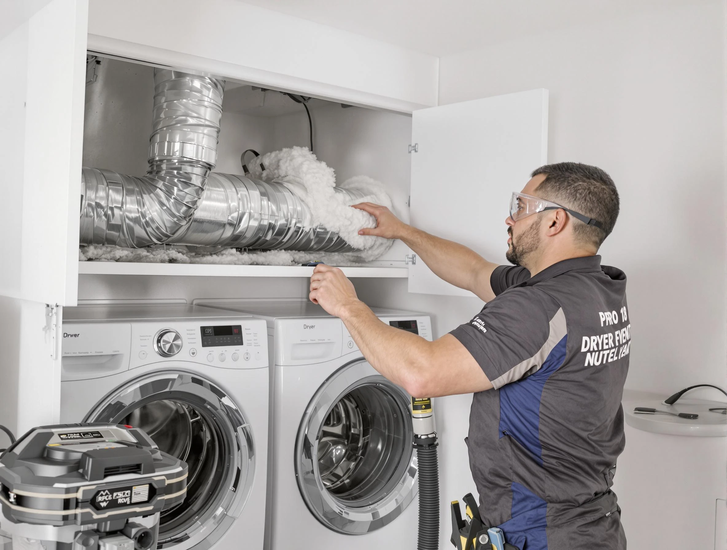 Montevallo Dryer Vent Cleaning certified technician performing specialized gas dryer vent cleaning in Montevallo